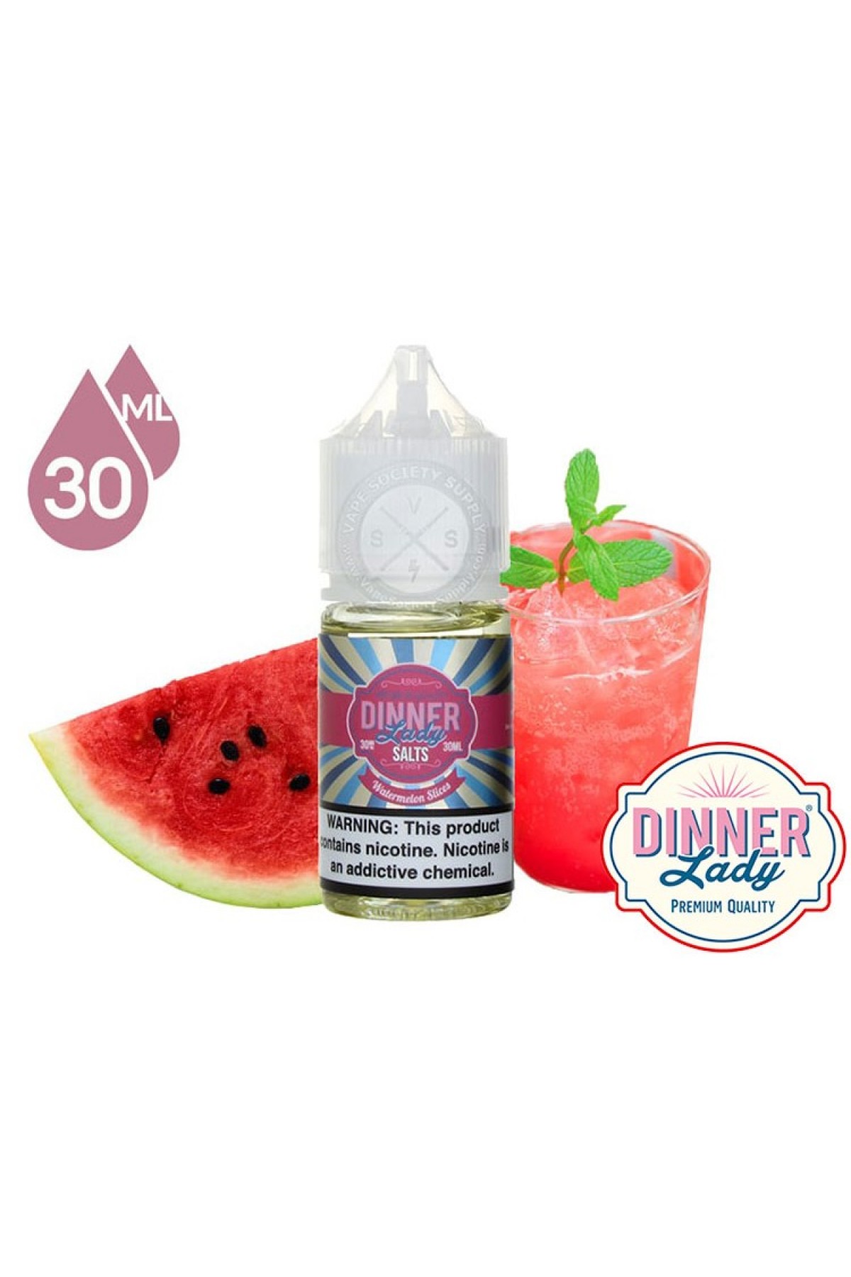 Dinner Lady - Watermelon Slices Salt Likit (30ML)